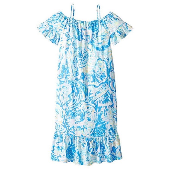 LILLY PULITZER | L / 8 - 10 | Girls Clary Maxi Dress In Bennett Blue Salty Seas - Picture 3 of 10